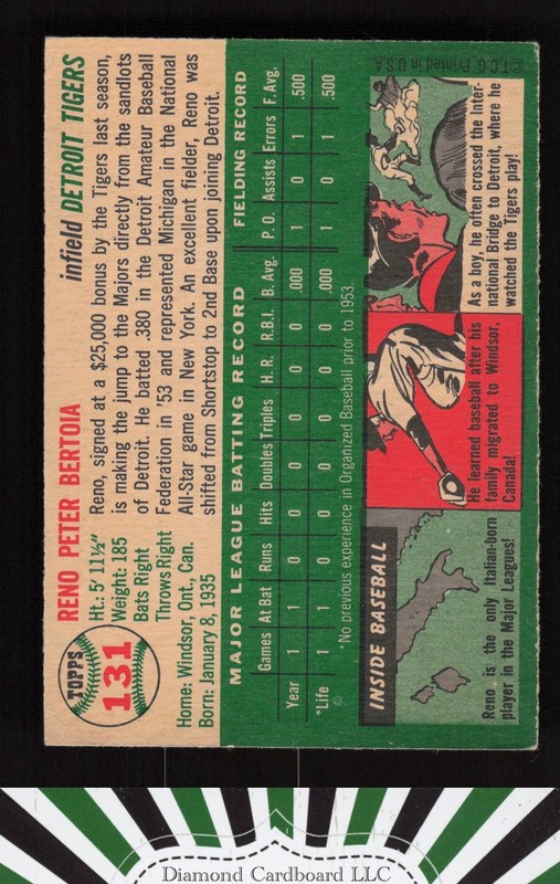 1954 Topps #131 Reno Bertoia VG a, back