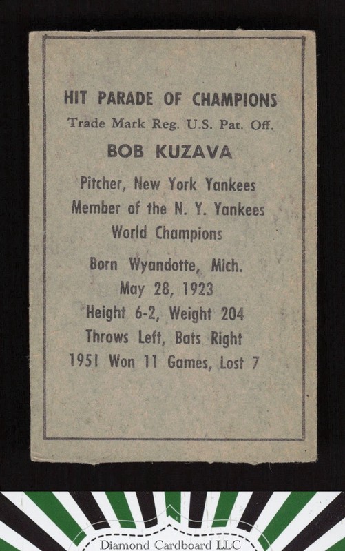 1952 Berk Ross # Bob Kuzava VGEX+, back