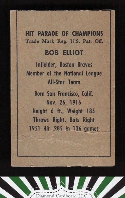 1952 Berk Ross # Bob Elliott PR a, back