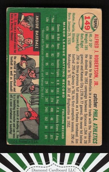 1954 Topps #149 Jim Robertson VG e, back