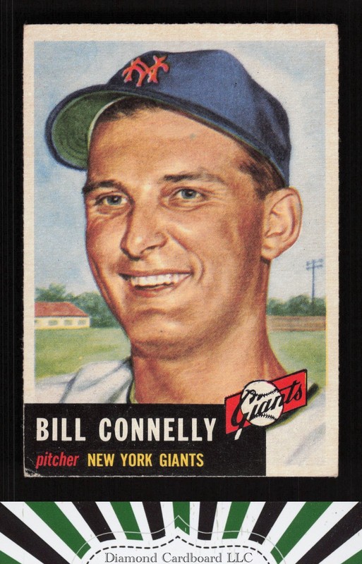 1953 Topps #126 Bill Connelly : Bio uses white text VGEX c, front