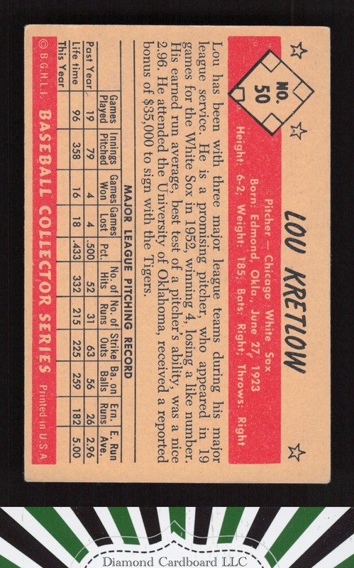 1953 Bowman Color #50 Lou Kretlow VGEX a, back
