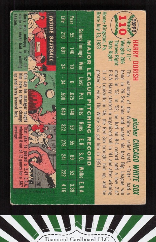 1954 Topps #110 Harry Dorish GD h, back