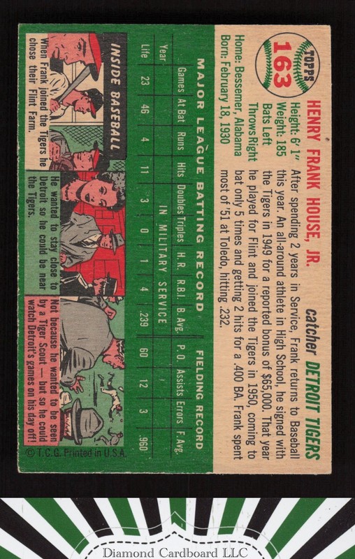1954 Topps #163 Frank House VGEX+ e, back