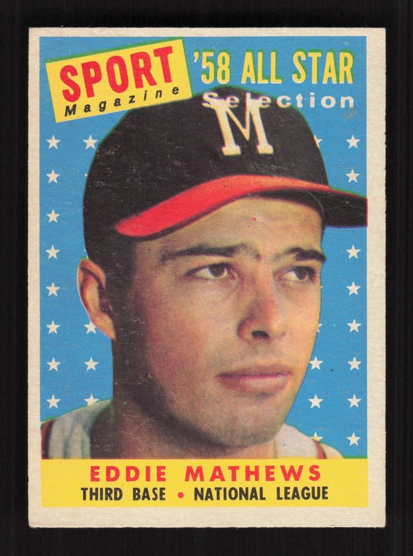 1958 Topps #480 Eddie Mathews VGEX g, front
