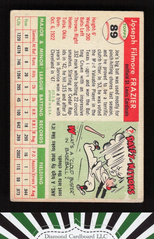 1955 Topps #89 Joe Frazier VG d, back