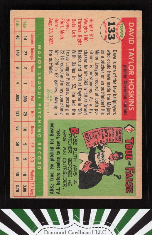 1955 Topps #133 Dave Hoskins VG a, back
