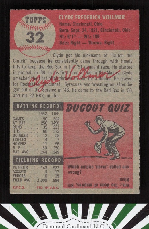 1953 Topps #32 Clyde Vollmer EX i, back