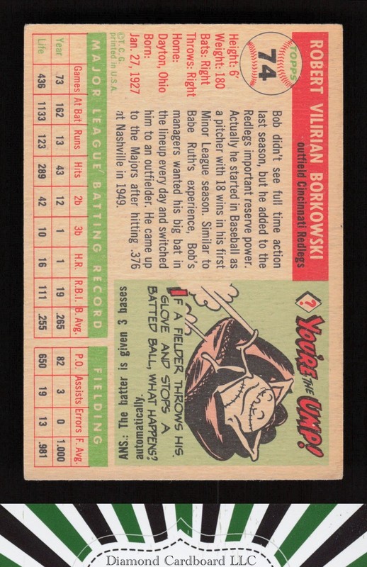 1955 Topps #74 Bob Borkowski VGEX e, back