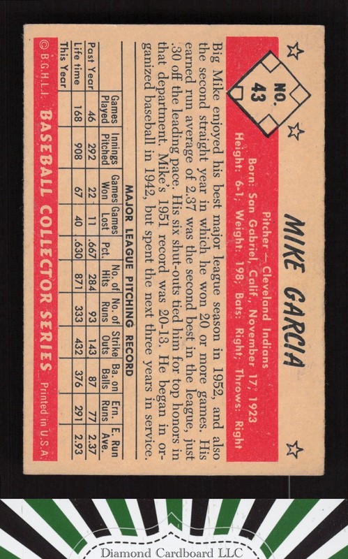 1953 Bowman Color #43 Mike Garcia VGEX b, back