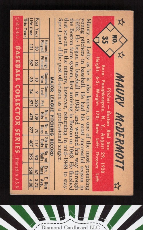 1953 Bowman Color #35 Maury McDermott VGEX b, back