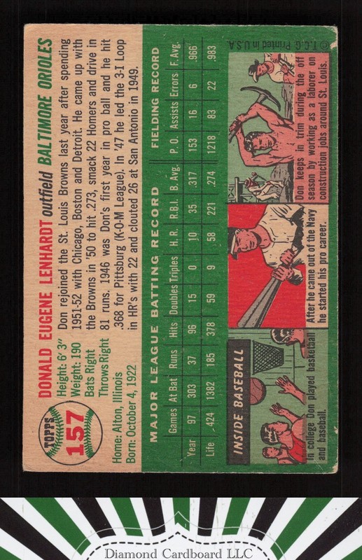 1954 Topps #157 Don Lenhardt VG a, back