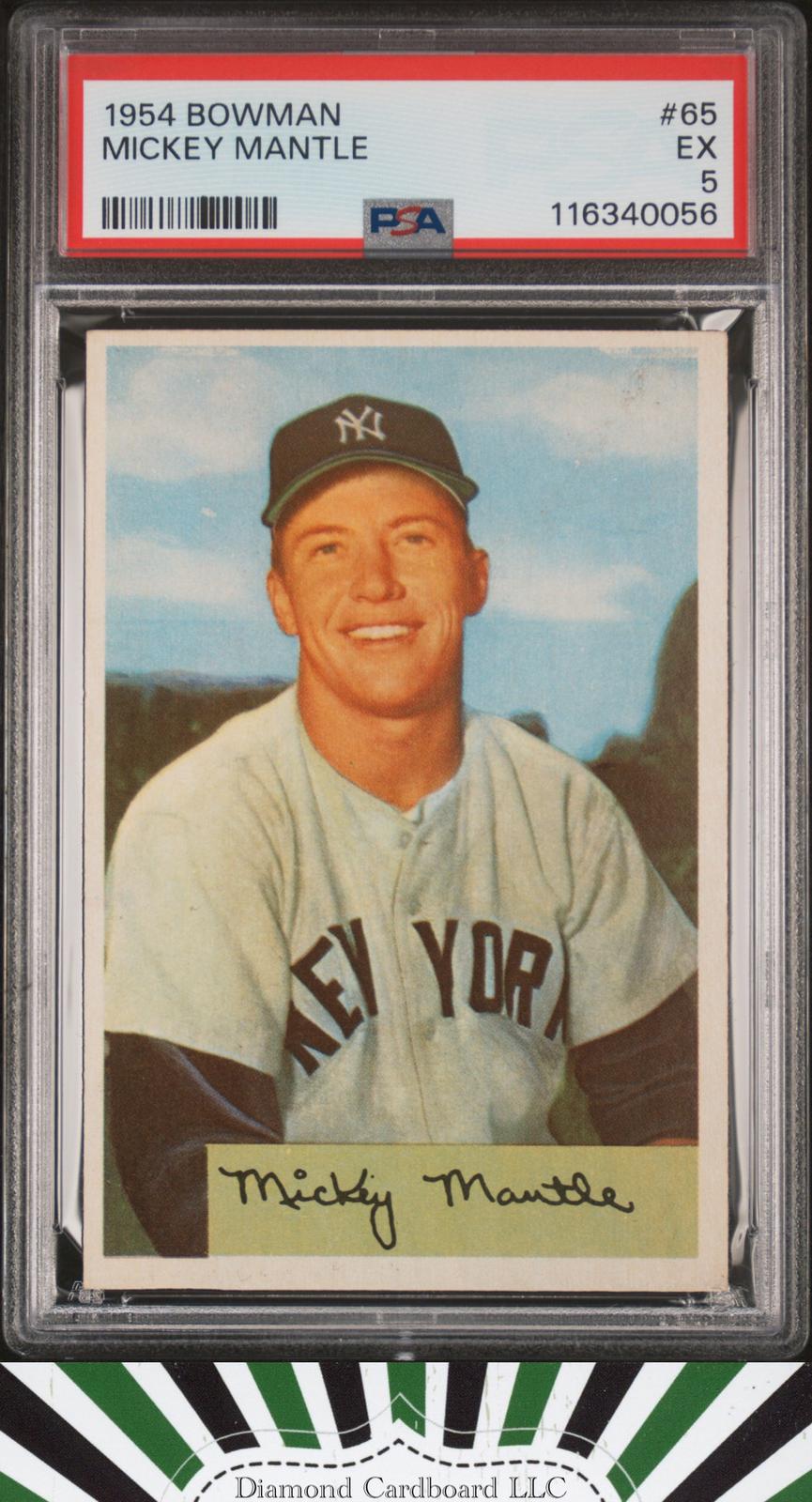 1954 Bowman #65 Mickey Mantle PSA 5 [EXTREMELY SHARP], front