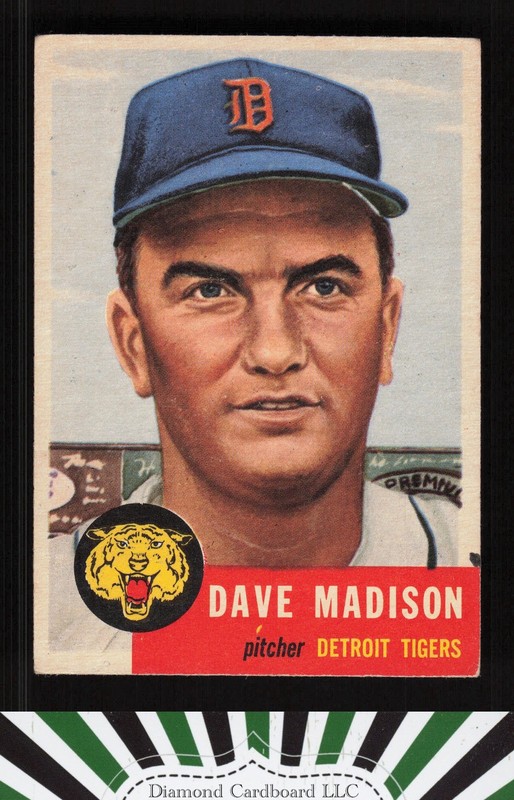 1953 Topps #99 Dave Madison : Bio uses black text VGEX d, front