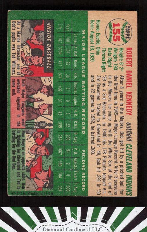 1954 Topps #155 Bob Kennedy VGEX d, back