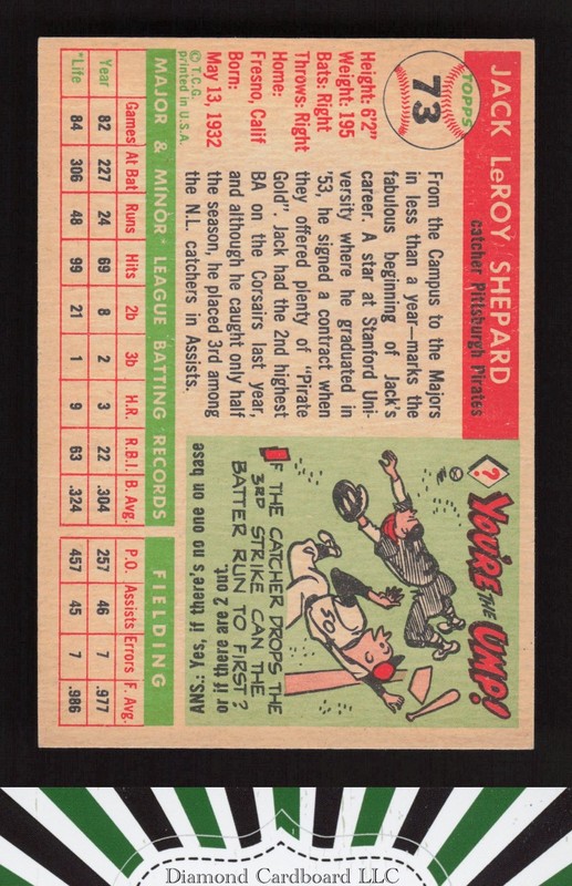 1955 Topps #73 Jack Shepard EXMT+ n, back