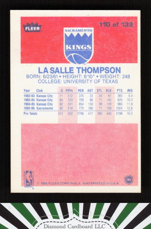 1986-87 Fleer #110 LaSalle Thompson EXMT, back