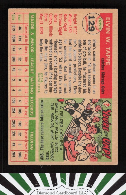 1955 Topps #129 Elvin Tappe VG a, back