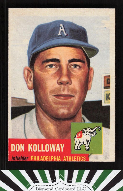 1953 Topps #97 Don Kolloway : Bio uses white text EX h, front