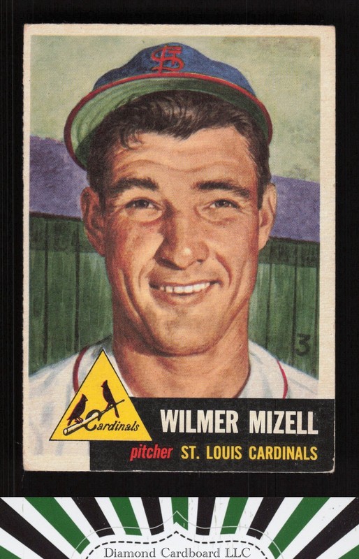 1953 Topps #128 Wilmer Mizell : Bio uses black text VG e, front