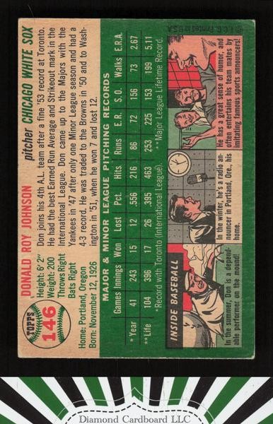 1954 Topps #146 Don Johnson VGEX c, back
