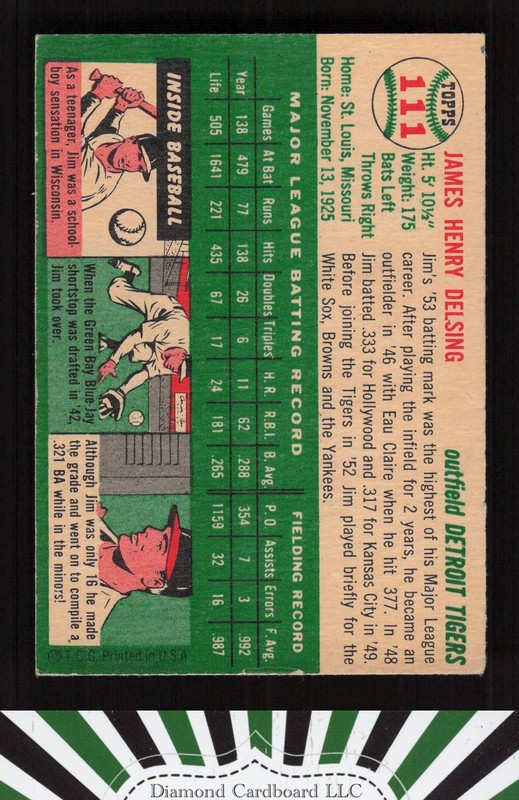 1954 Topps #111 Jim Delsing VGEX a, back