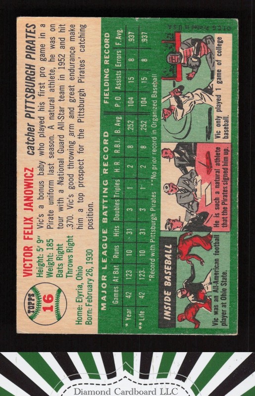 1954 Topps #16 Vic Janowicz VGEX a, back