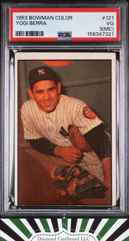 1953 Bowman Color #121 Yogi Berra PSA 3 (MC), front