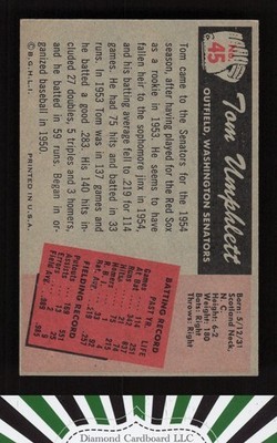 1955 Bowman #45 Tom Umphlett NM, back