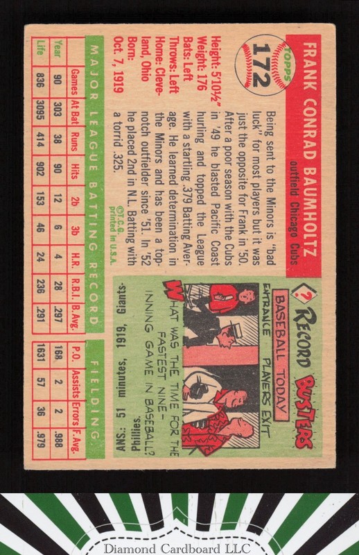 1955 Topps #172 Frank Baumholtz VGEX j, back