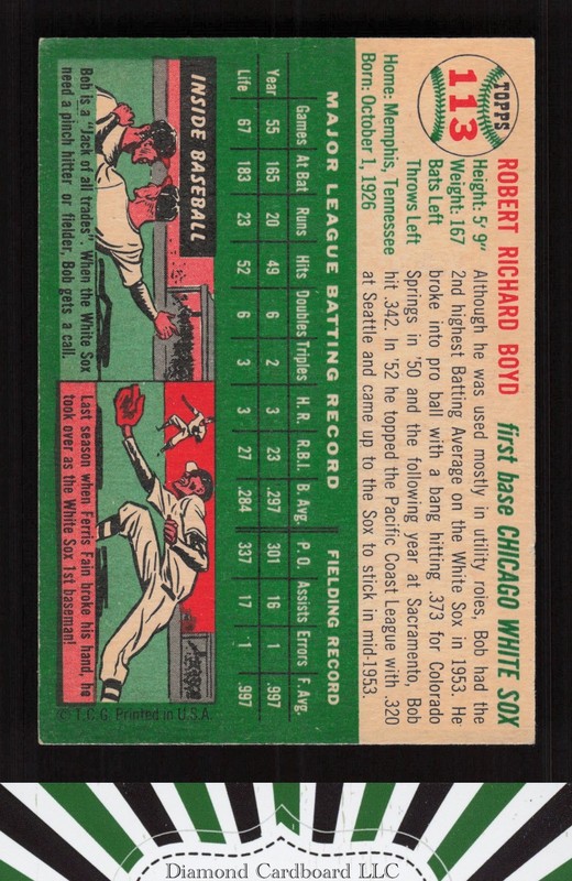 1954 Topps #113 Bob Boyd VGEX+ l, back