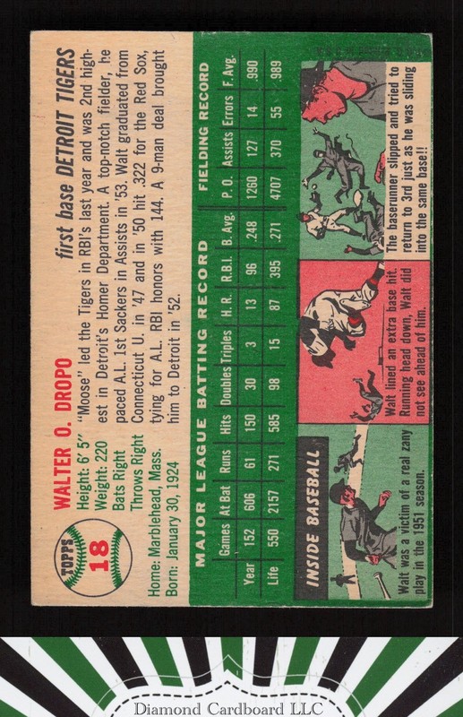 1954 Topps #18 Walt Dropo VGEX a, back
