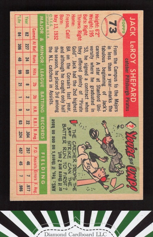 1955 Topps #73 Jack Shepard EX l, back