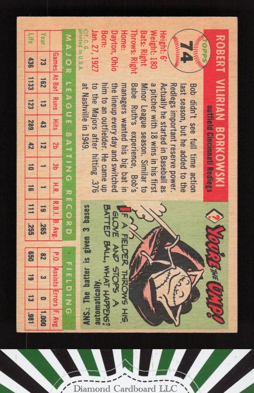 1955 Topps #74 Bob Borkowski EX+ i, back