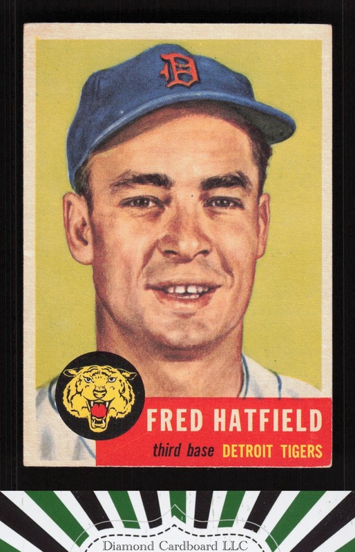 1953 Topps #163 Fred Hatfield : Bio uses black text VGEX+ f, front