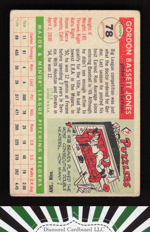 1955 Topps #78 Gordon Jones GD c, back