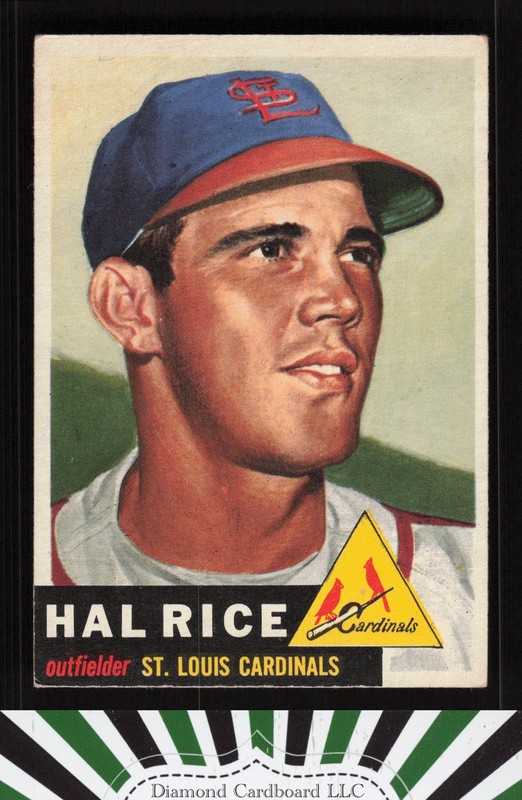1953 Topps #93 Hal Rice : Bio uses black text VGEX+ f, front