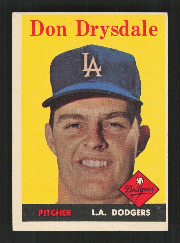 1958 Topps #25 Don Drysdale NMMT (OC) h, front
