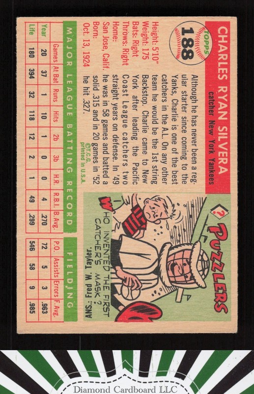 1955 Topps #188 Charlie Silvera VGEX i, back