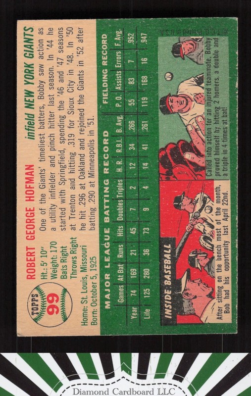 1954 Topps #99 Bobby Hofman VGEX (MK) f, back