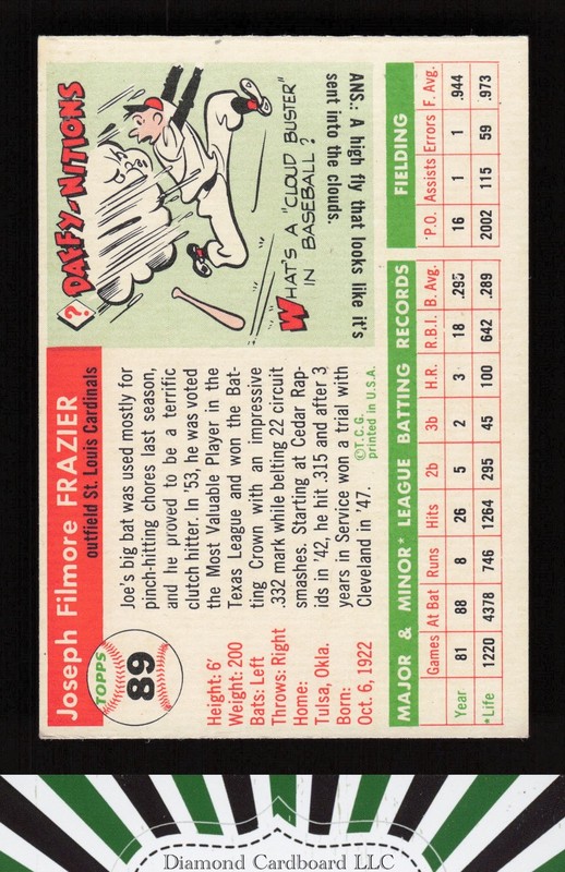 1955 Topps #89 Joe Frazier VGEX j, back