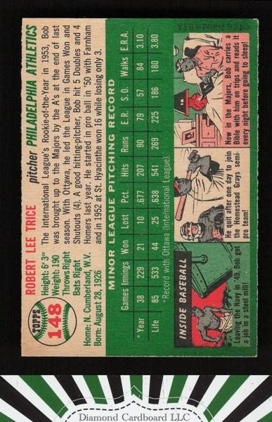 1954 Topps #148 Bob Trice VGEX [CENTERED] i, back