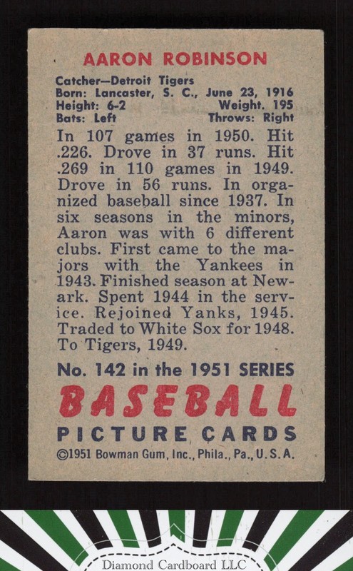 1951 Bowman #142 Aaron Robinson VGEX+ [CENTERED], back