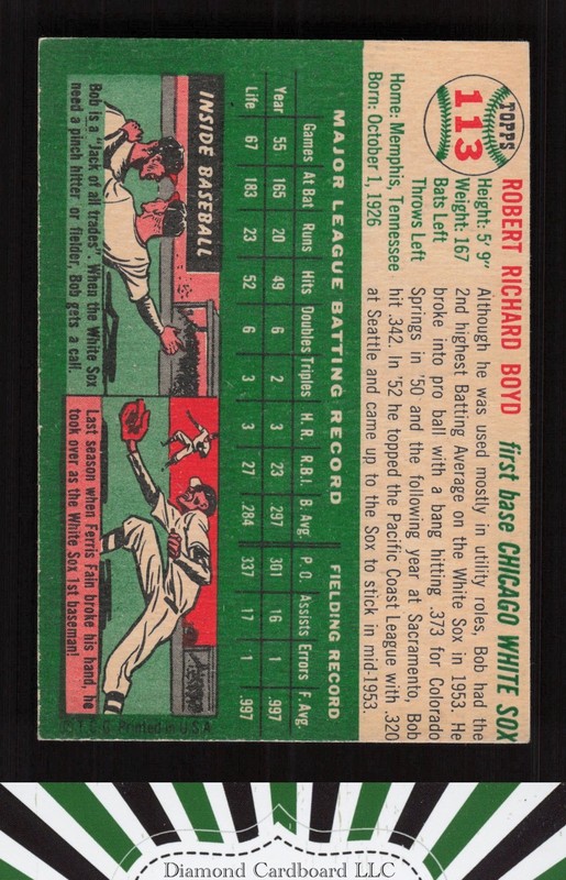 1954 Topps #113 Bob Boyd VGEX k, back