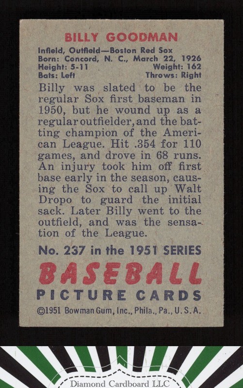 1951 Bowman #237 Billy Goodman VGEX+ [CENTERED], back