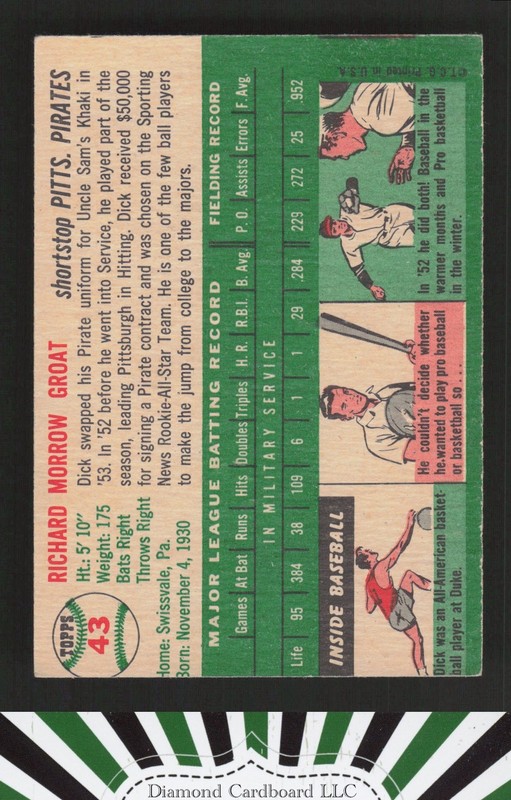 1954 Topps #43 Dick Groat EX (MC) h, back
