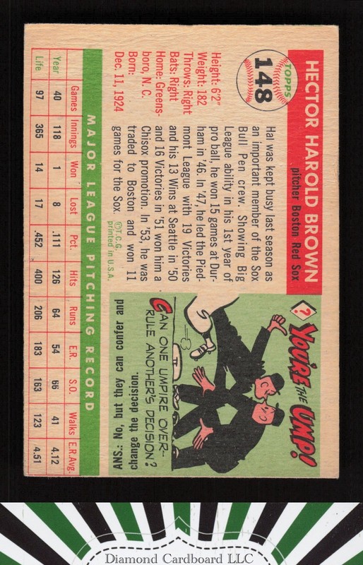 1955 Topps #148 Hal Brown VG (MC) i, back
