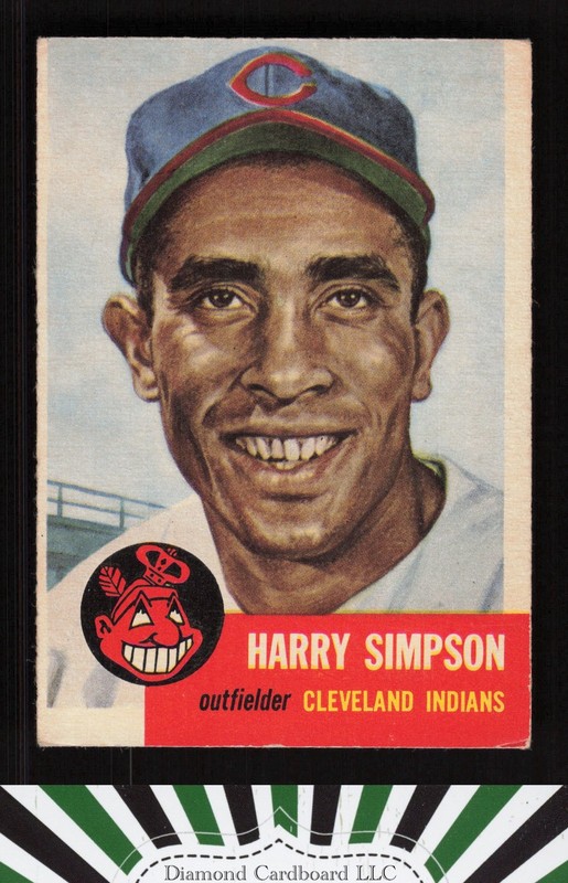 1953 Topps #150 Harry Simpson : Bio uses white text VGEX (MC) b, front