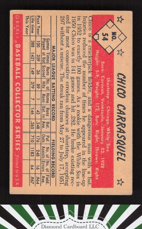 1953 Bowman Color #54 Chico Carrasquel VGEX a, back
