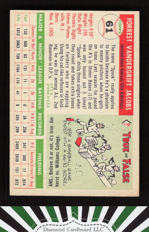 1955 Topps #61 Spook Jacobs EX r, back